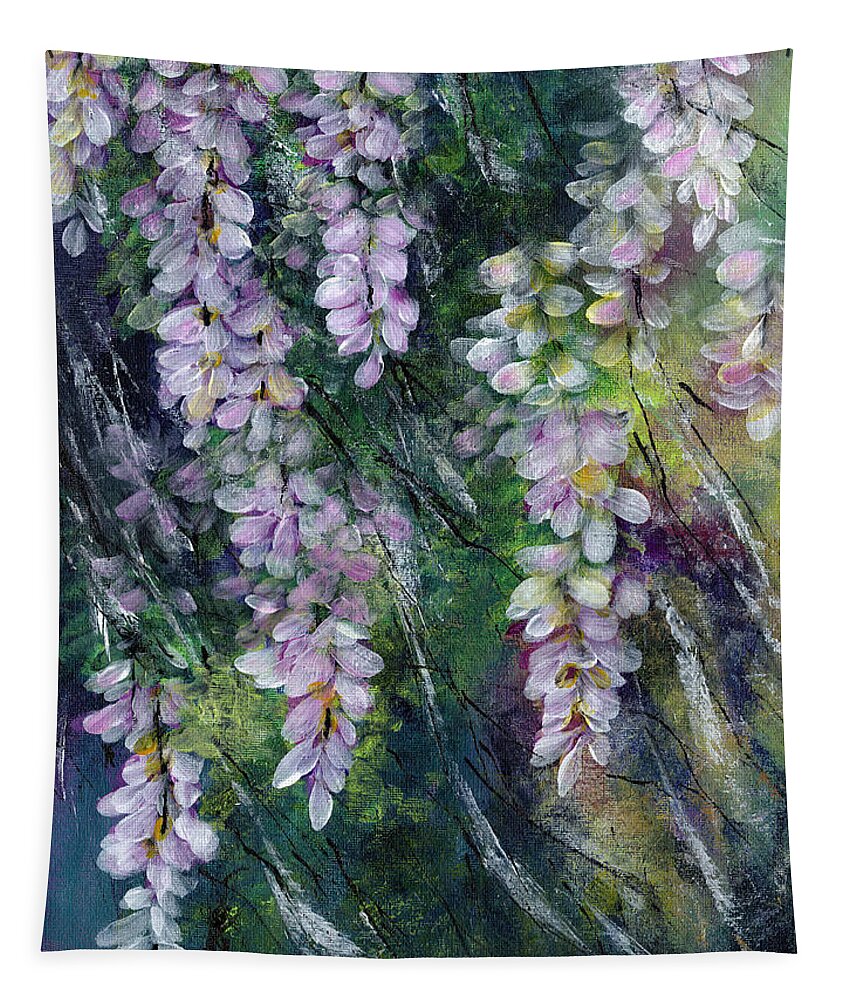 Wisteria Tapestry featuring the painting Whispers in the Wind by Charlene Fuhrman-Schulz