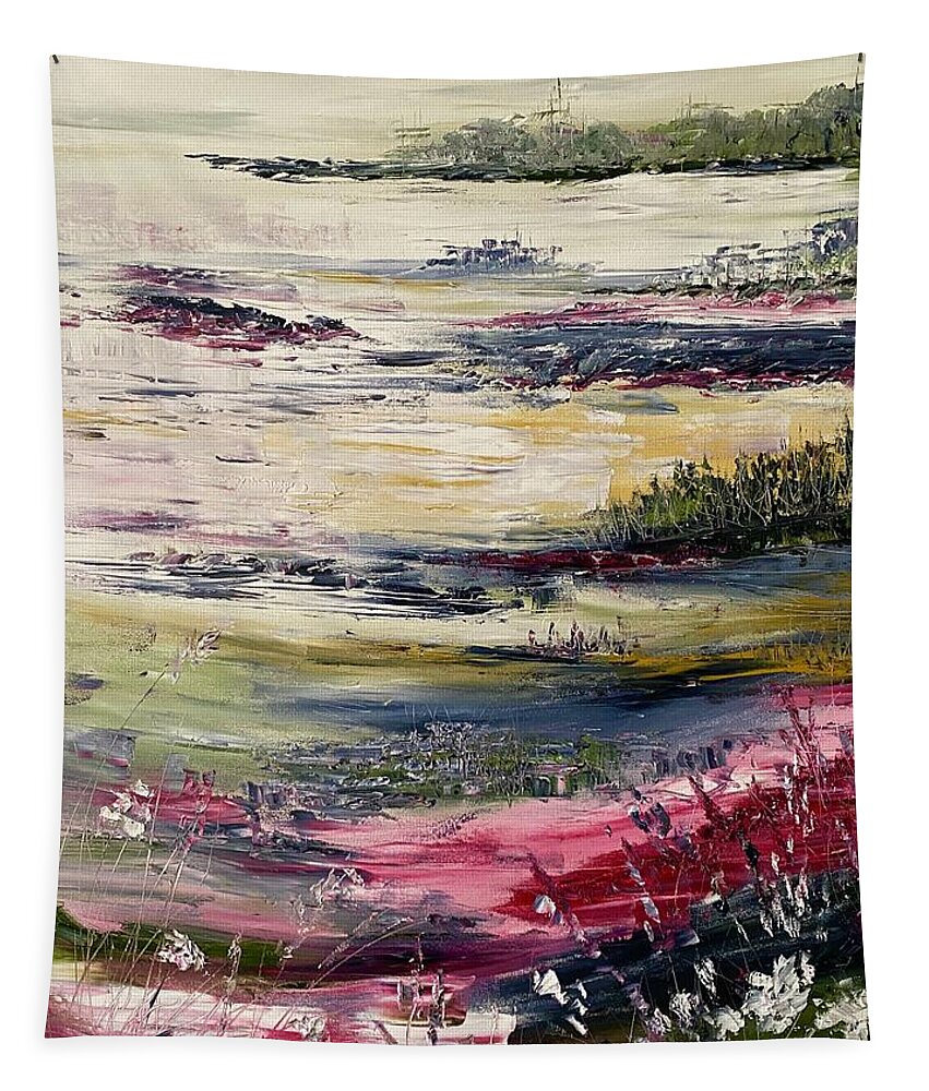 Landscape Tapestry featuring the painting Whispers of Cushing Maine by Kellie Chasse