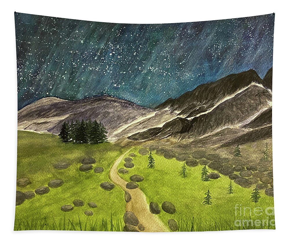 Whistler Tapestry featuring the mixed media Whistler at Night by Lisa Neuman