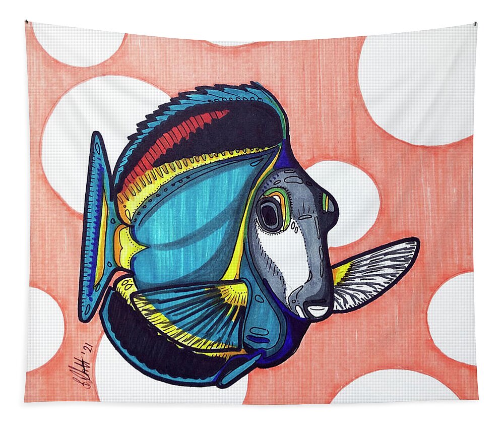 White Faced Tang Tapestry featuring the drawing White Faced Tang by Creative Spirit