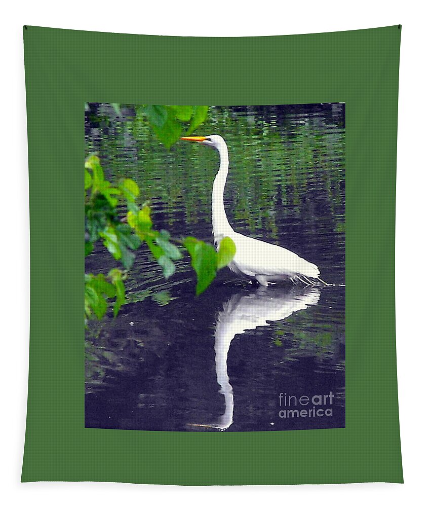 Heron Tapestry featuring the photograph White Heron by Irene Czys