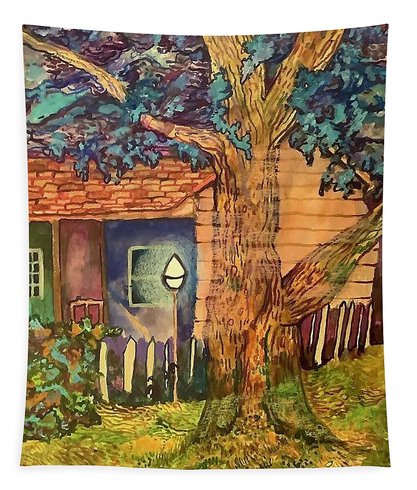 #indiana #oldhouses #color #transcendence #paths #memory #painting #artmaking #mindset #mindscape #thinking #past #present #future #journeyoflife #juxtaposition #metaphysical #artcollector #artgallery #artistsoninstagram #jameshuntley #art #beautiful #instagood Tapestry featuring the mixed media White Light by James Huntley