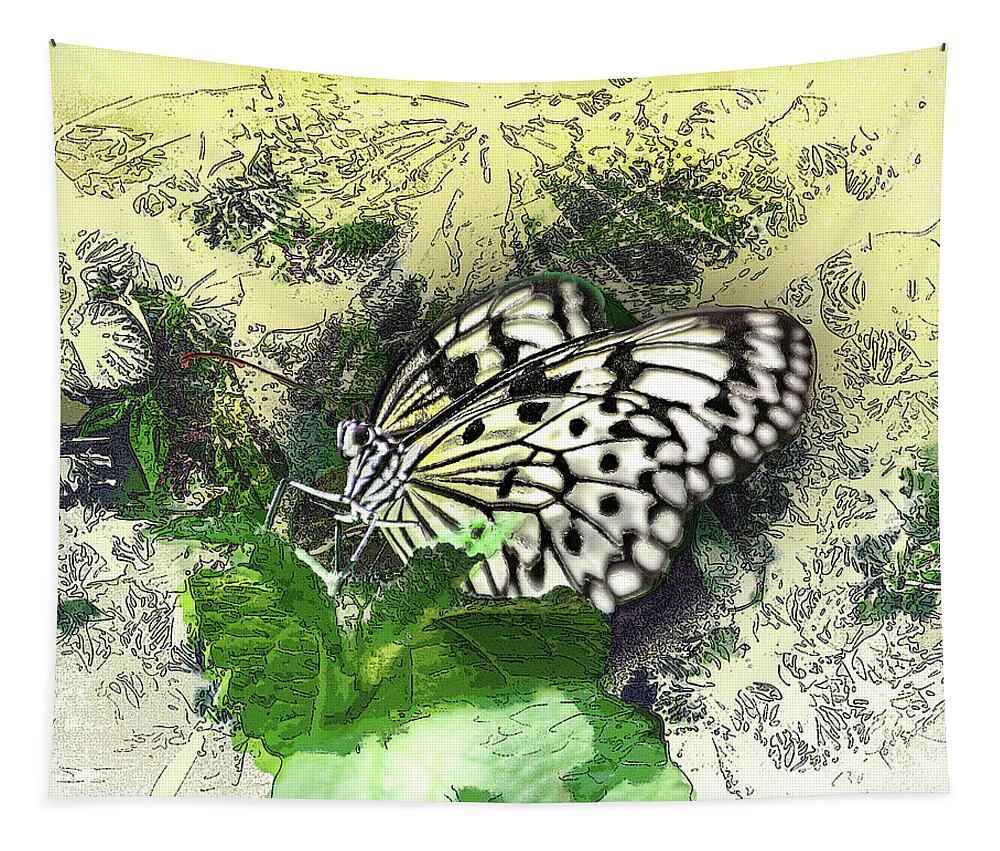Butterfly Tapestry featuring the digital art White Monarch by Anthony Ellis