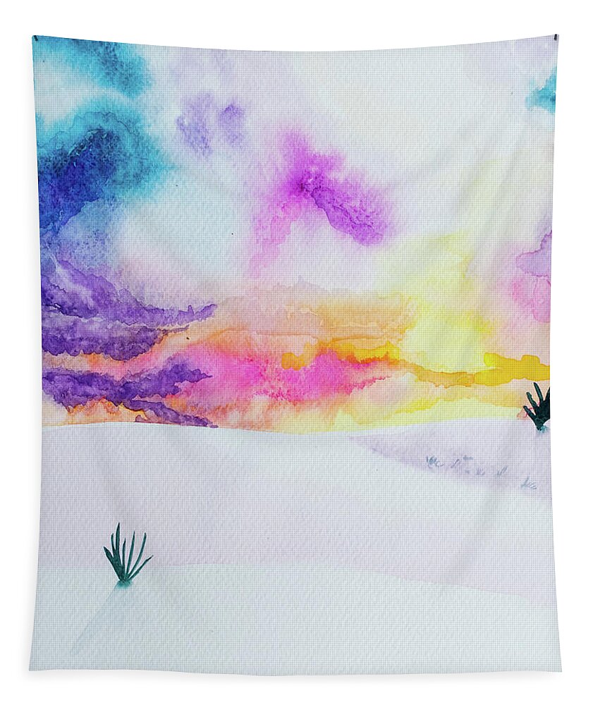 White Sands Tapestry featuring the painting White Sands at Sunset by Bonny Puckett