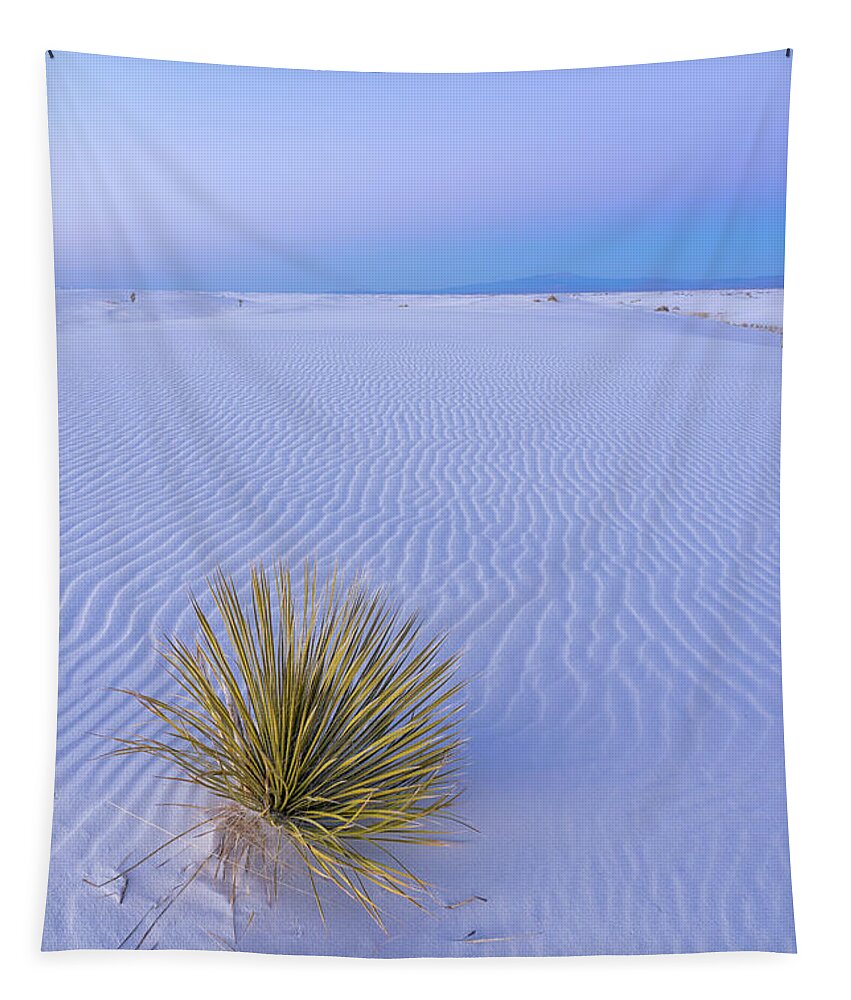 White Sands National Park Tapestry featuring the photograph White Sands Yucca at Dusk by Tina Horne