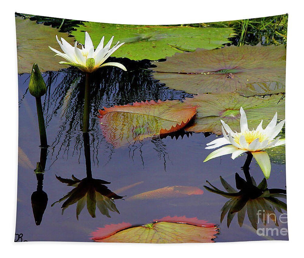 Nature Tapestry featuring the photograph White Water Lilies by Mariarosa Rockefeller