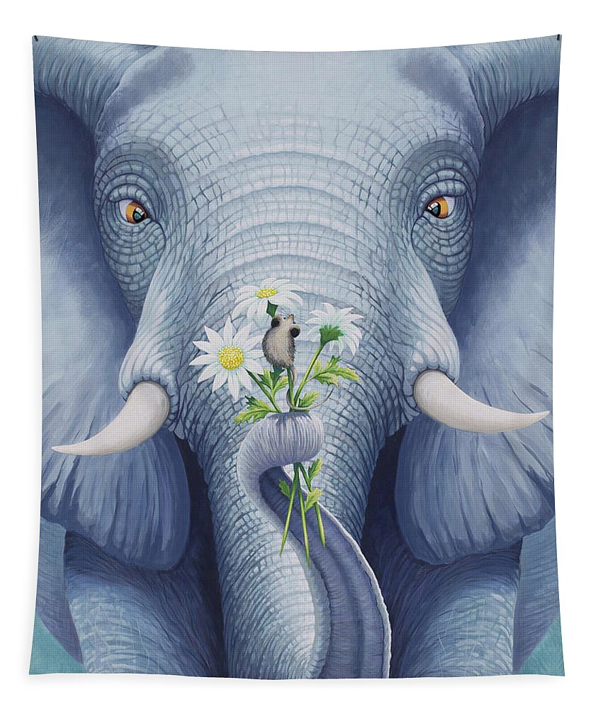 Elephant Tapestry featuring the painting Who's Looking at Who by Tish Wynne