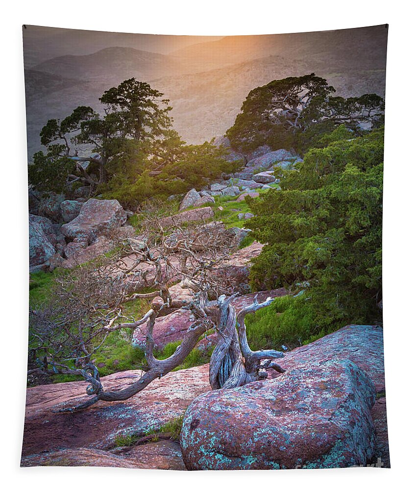 America Tapestry featuring the photograph Wichita Mountains Sunset by Inge Johnsson