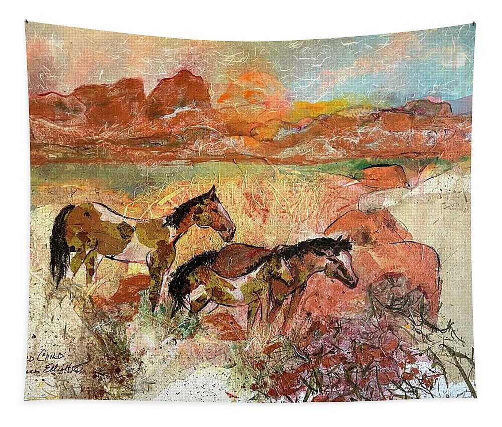 Horse Tapestry featuring the painting Wild Child by Elaine Elliott