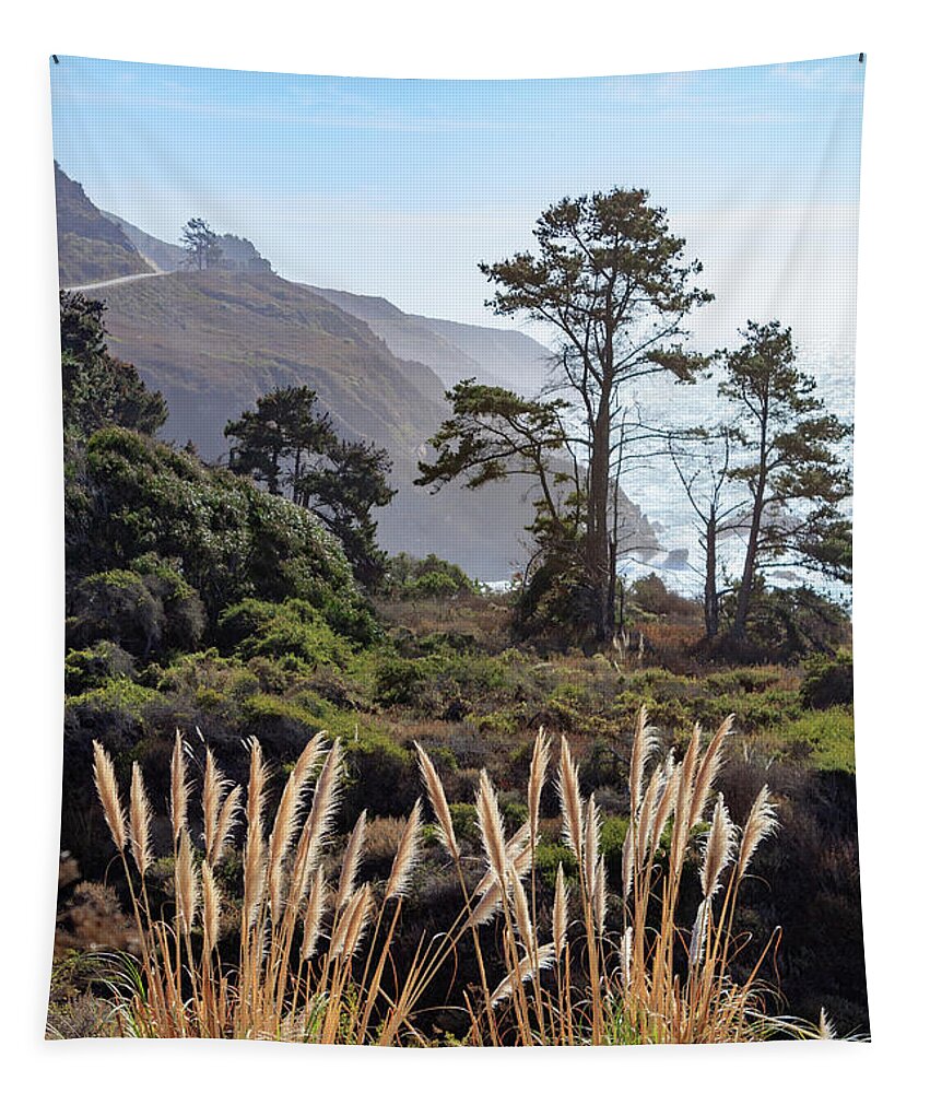 Coastline Tapestry featuring the photograph Wild Grasses Along Big Sur by Robert Carter