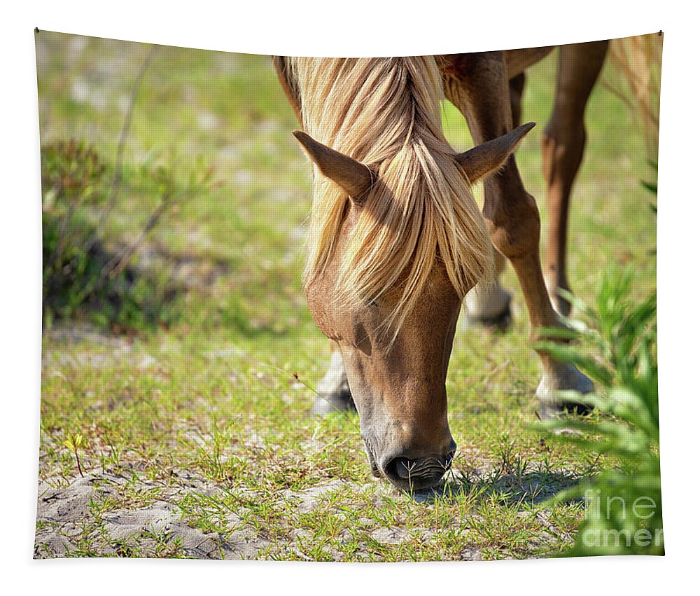 Greener Pastures Tapestry featuring the photograph Wild Horse - Flaxen Chestnut by Rehna George