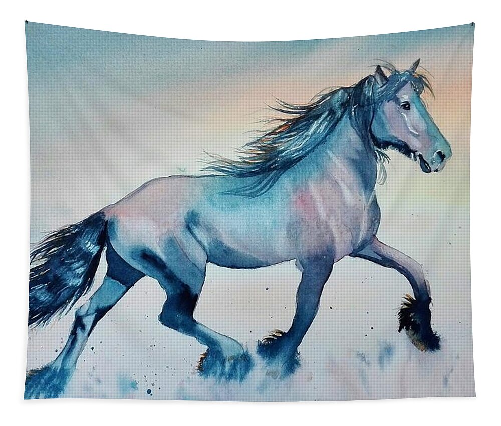 Horse Tapestry featuring the painting Wild Horse by Sandie Croft