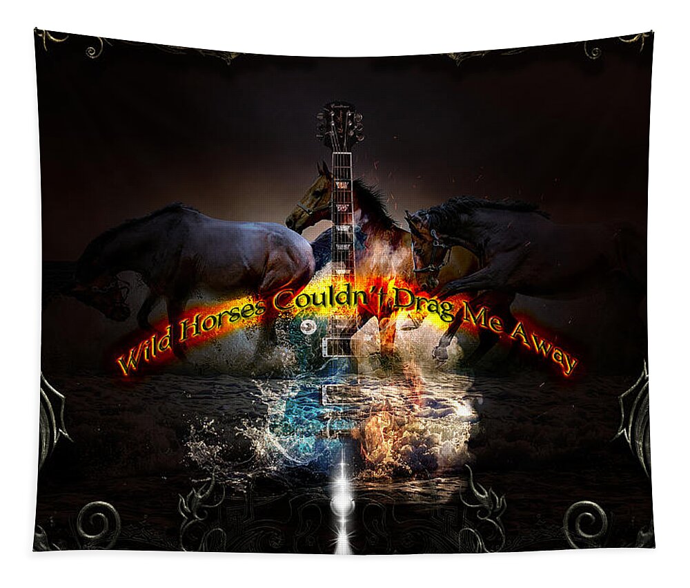 Horse Tapestry featuring the digital art Wild Horses by Michael Damiani