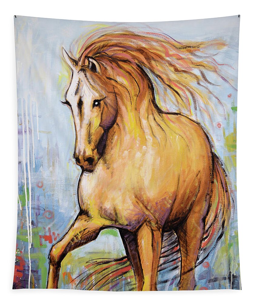 Horse Tapestry featuring the painting Wild Stallion by Amy Giacomelli