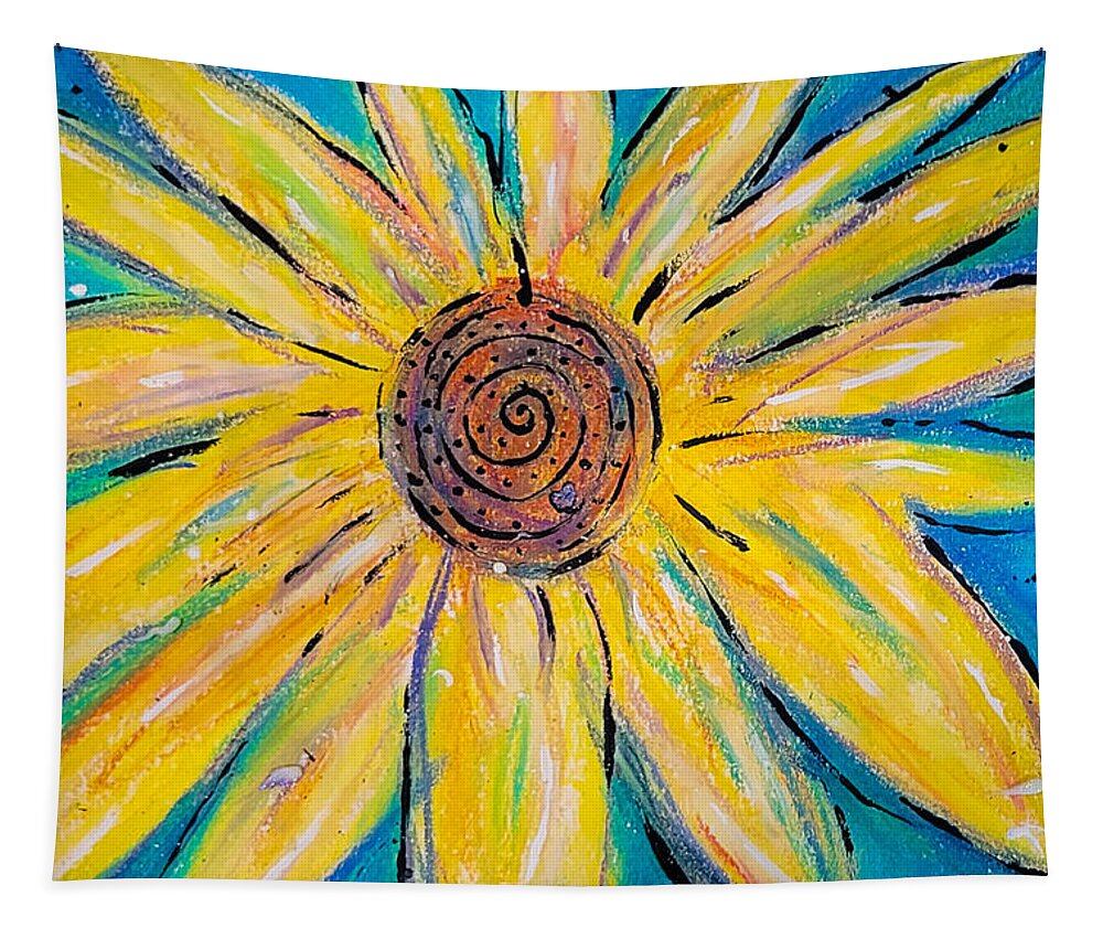 Sunflower Tapestry featuring the pastel Wild Sunflower by Bonny Puckett