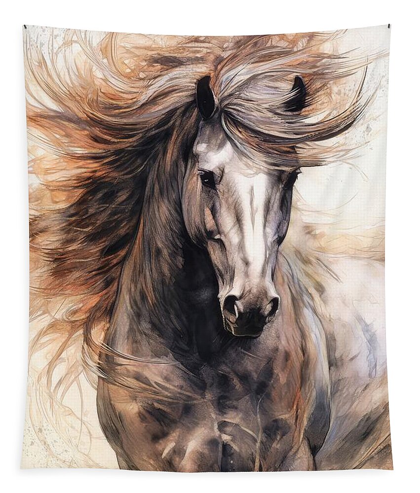 Horse Tapestry featuring the painting Wildfire by Tina LeCour