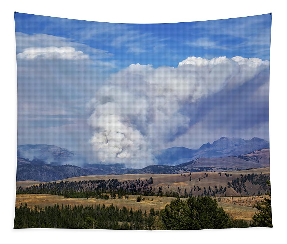 Wildfires In Yellowstone Tapestry featuring the photograph Wildfires in Yellowstone by Carolyn Derstine