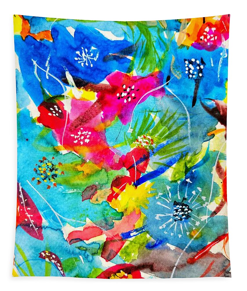 Pattern Tapestry featuring the painting Wildflowers Abstract by Shady Lane Studios-Karen Howard