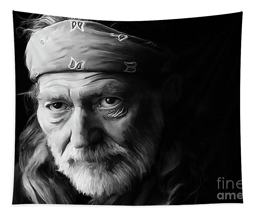 Willie Nelson Tapestry featuring the painting Willie Nelson by Paul Tag