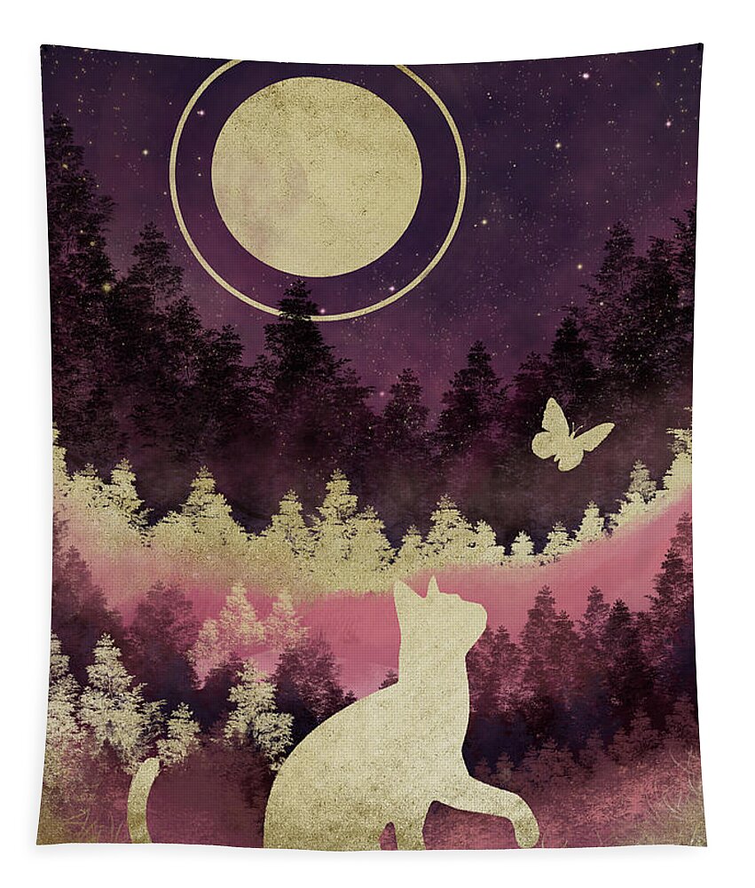 Cat Tapestry featuring the digital art Willow by Rachel Emmett