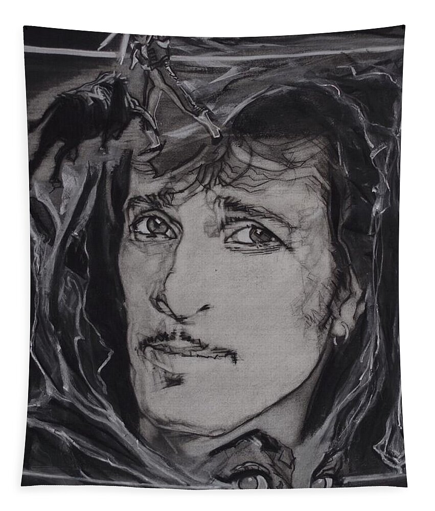 Charcoal Pencil On Paper Tapestry featuring the drawing Mink DeVille - Coup de Grace by Sean Connolly