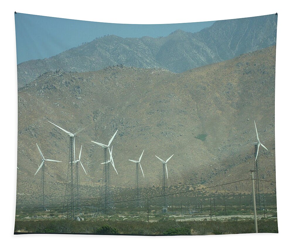 Windmill Tapestry featuring the photograph Windmills of Palm Springs by Roxy Rich