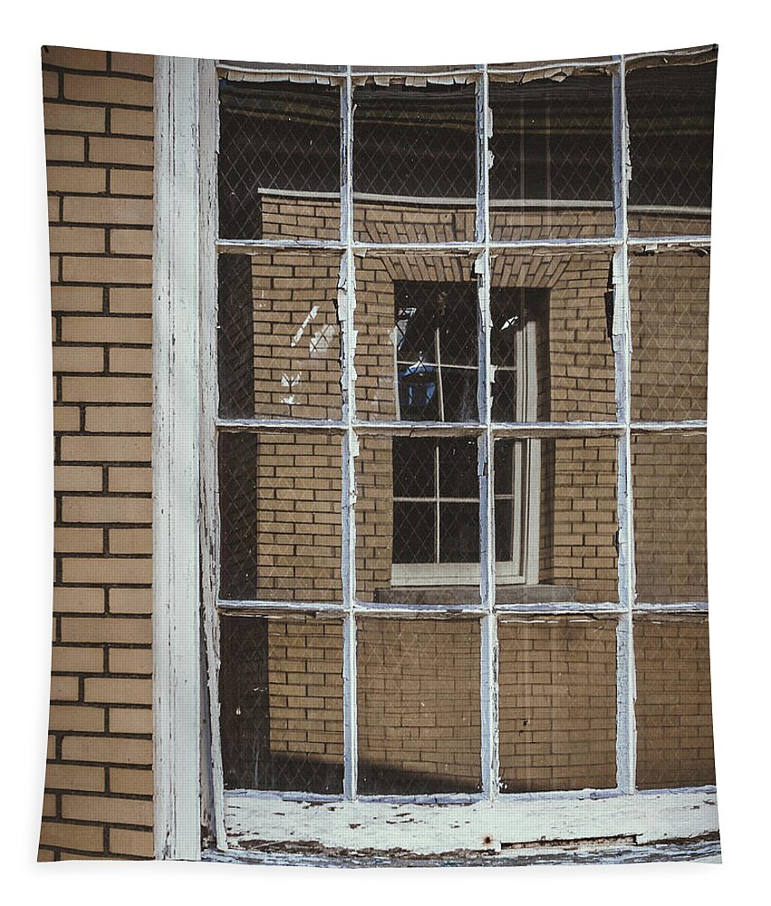 Sandy Hook Tapestry featuring the photograph window in window - Sandy Hook, NJ by Steve Stanger