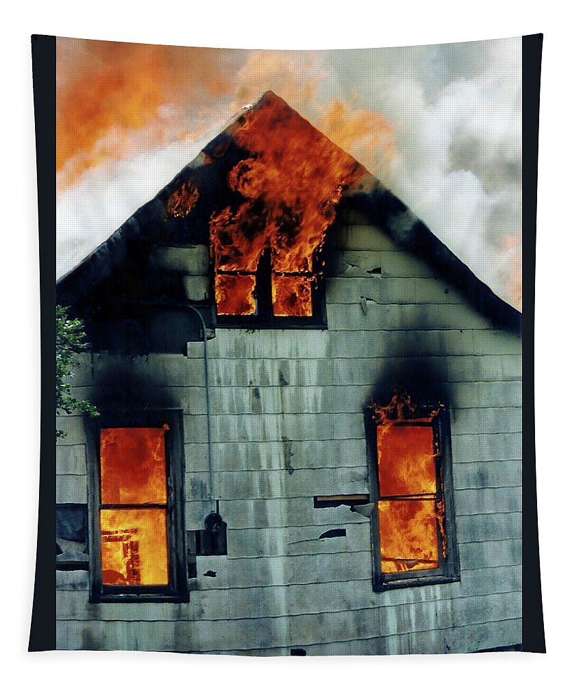Windows Aflame Tapestry featuring the photograph Windows Aflame by Jennifer Robin