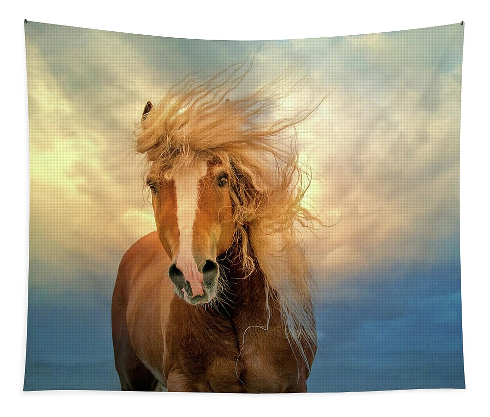 Horse Tapestry featuring the digital art Windswept by Nicole Wilde