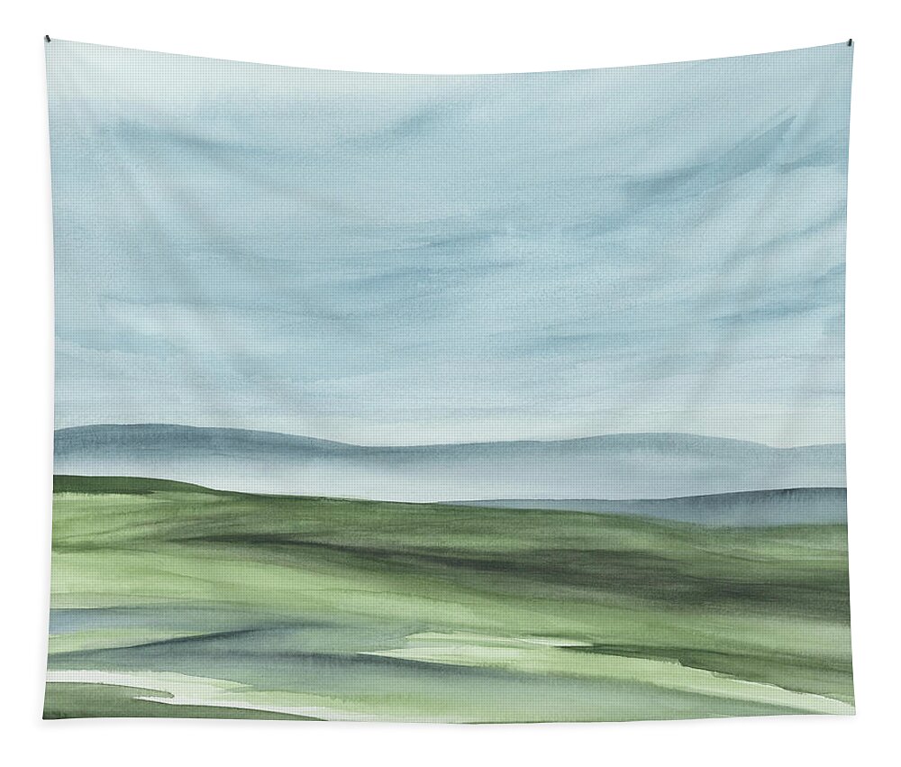 Light Blue Tapestry featuring the painting Windswept Valley I by Rachel Elise