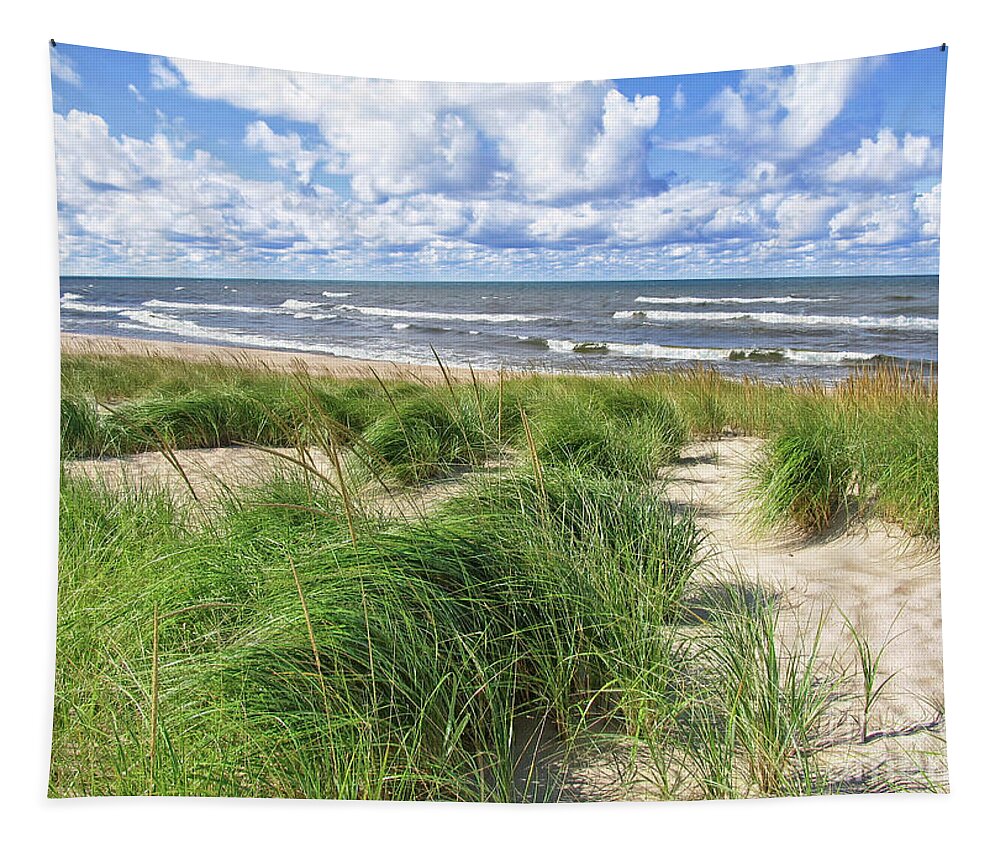 Beach Tapestry featuring the photograph Windy Shoreline by Kathi Mirto