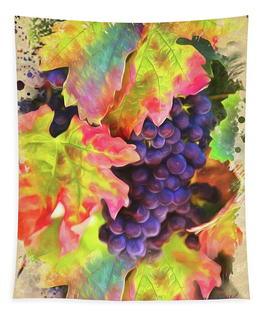 Grapes Tapestry featuring the photograph Wine Grapes Autumn Vineyard Harvest Surreal by Stephanie Laird
