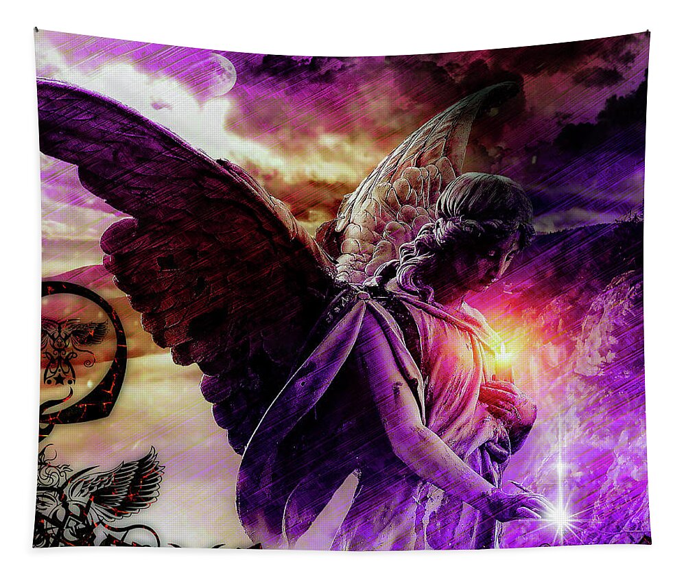 Wings Tapestry featuring the digital art On A Wing And A Prayer by Michael Damiani