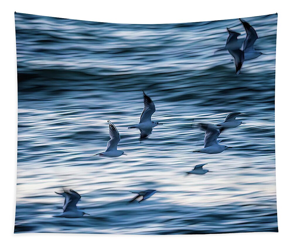 Blue Tapestry featuring the photograph Winging it by Johannes Brienesse