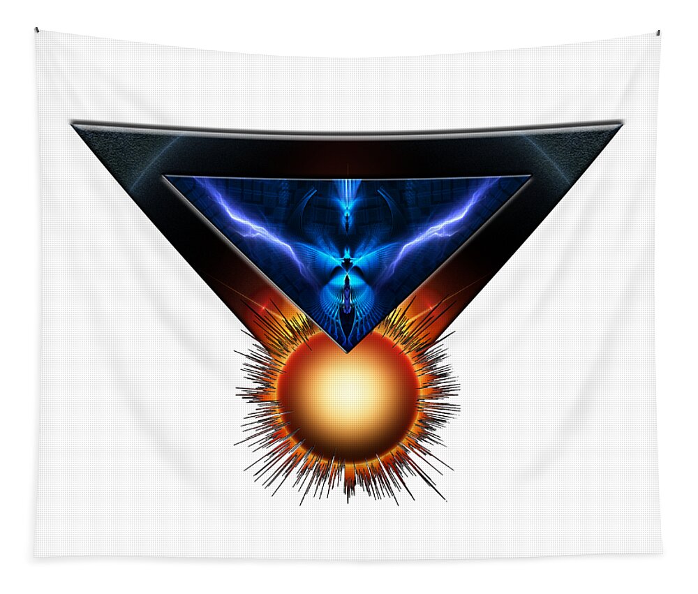 Fire Tapestry featuring the digital art Wings Of Lightning Fractal Art Emblem by Rolando Burbon
