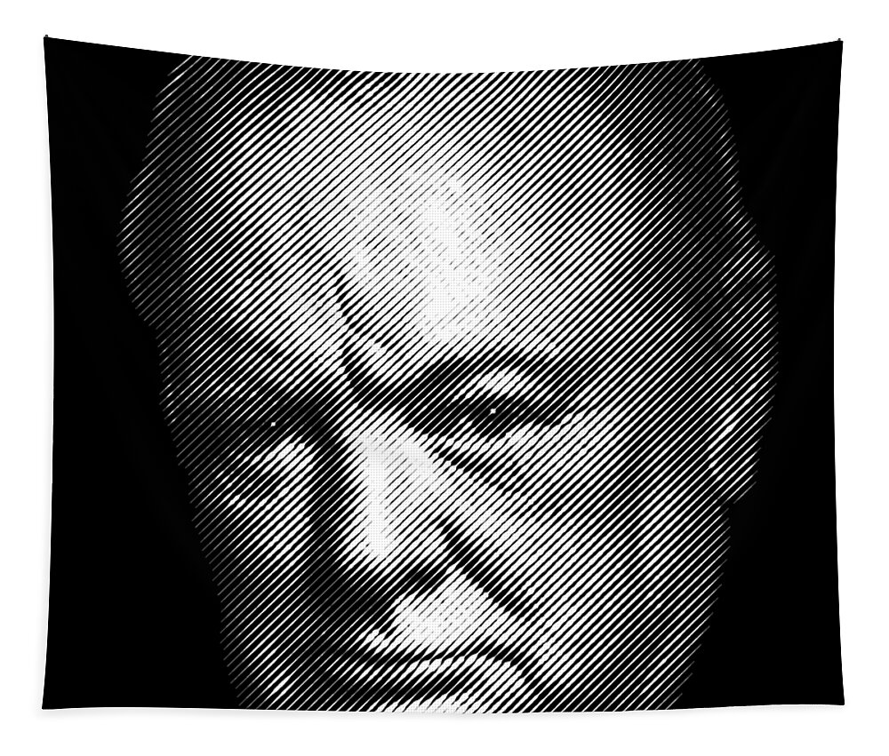 Churchill Tapestry featuring the digital art Winston Churchill portrait by Cu Biz