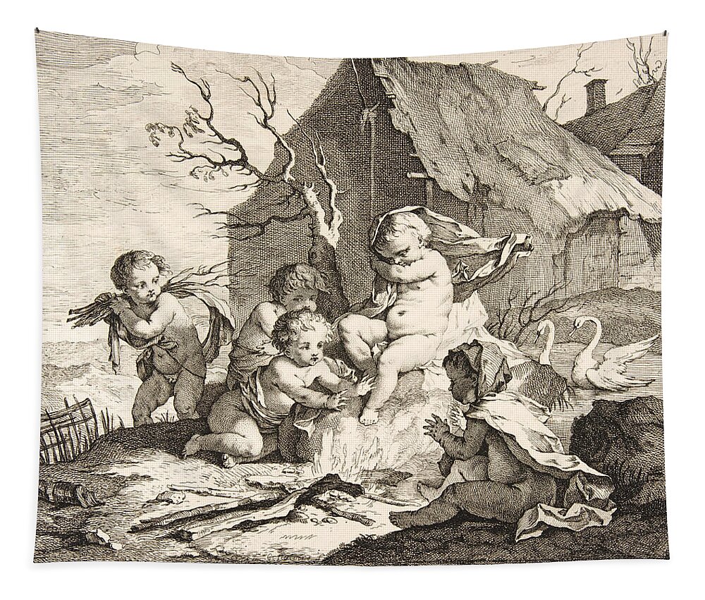 Charles-joseph Natoire Tapestry featuring the drawing Winter by Charles-Joseph Natoire