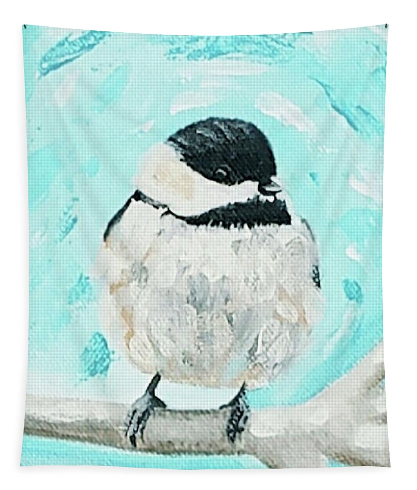 Winter Tapestry featuring the painting Winter Chickadee by Alexis King-Glandon