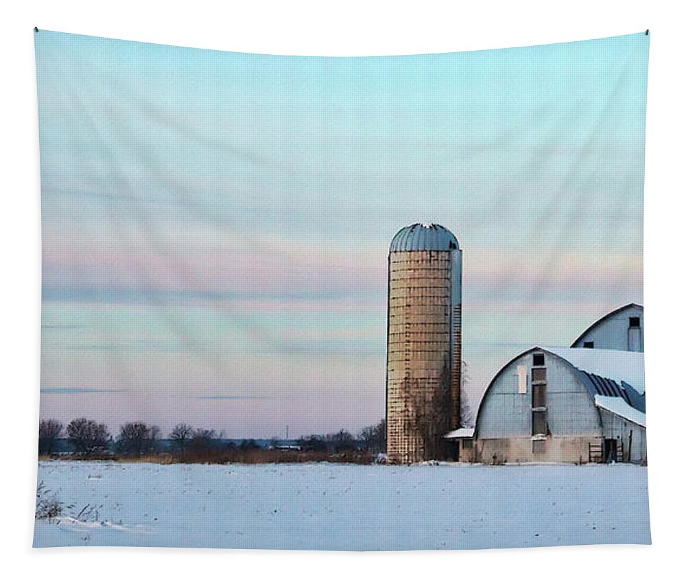 Winter Tapestry featuring the photograph Winter Farm and Barns Ontario by Tatiana Travelways