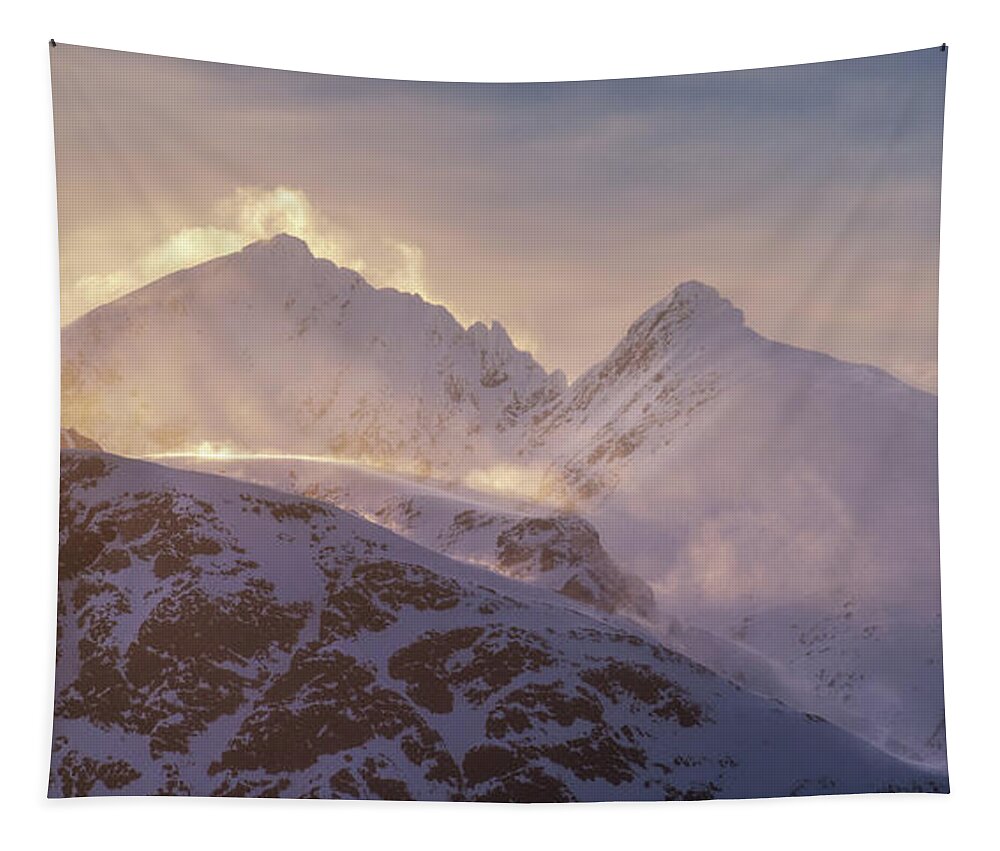 Mountains Tapestry featuring the photograph Winter Gold by Tor-Ivar Naess