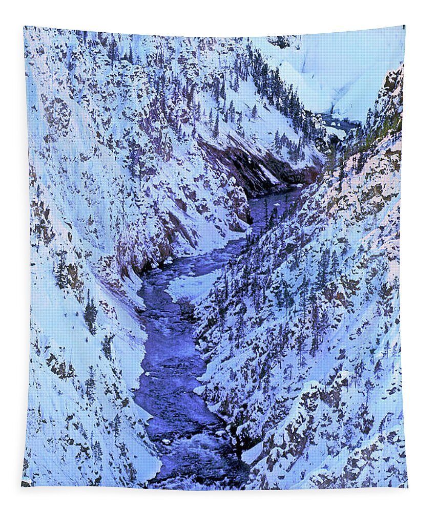 Dave Welling Tapestry featuring the photograph Winter Grand Canyon Of The Yellowstone Yellowstone Np by Dave Welling