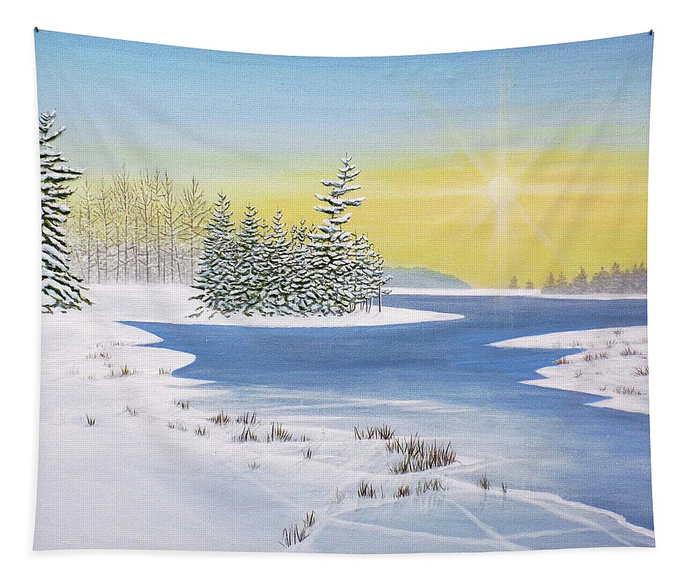 Winter Tapestry featuring the painting Winter Lake by Kenneth M Kirsch