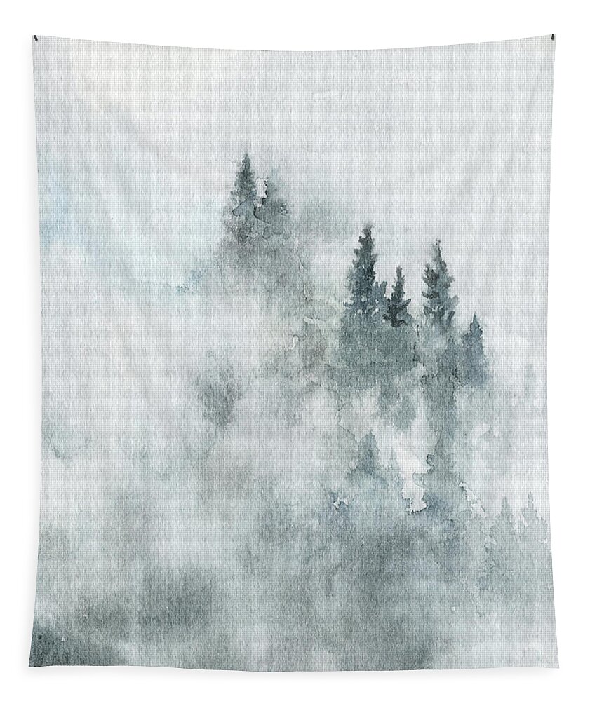 Winter Tapestry featuring the painting Winter Mountain Air by Ink Well
