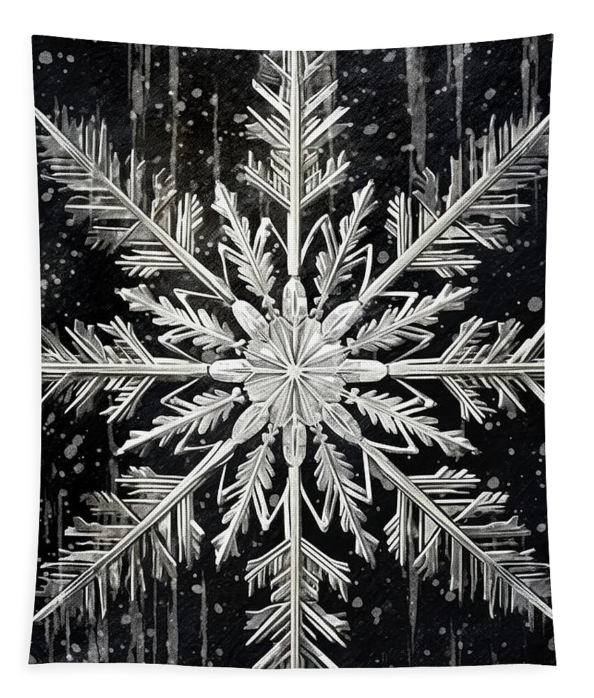 Snowflake Tapestry featuring the digital art Winter Snowflake by Tina LeCour