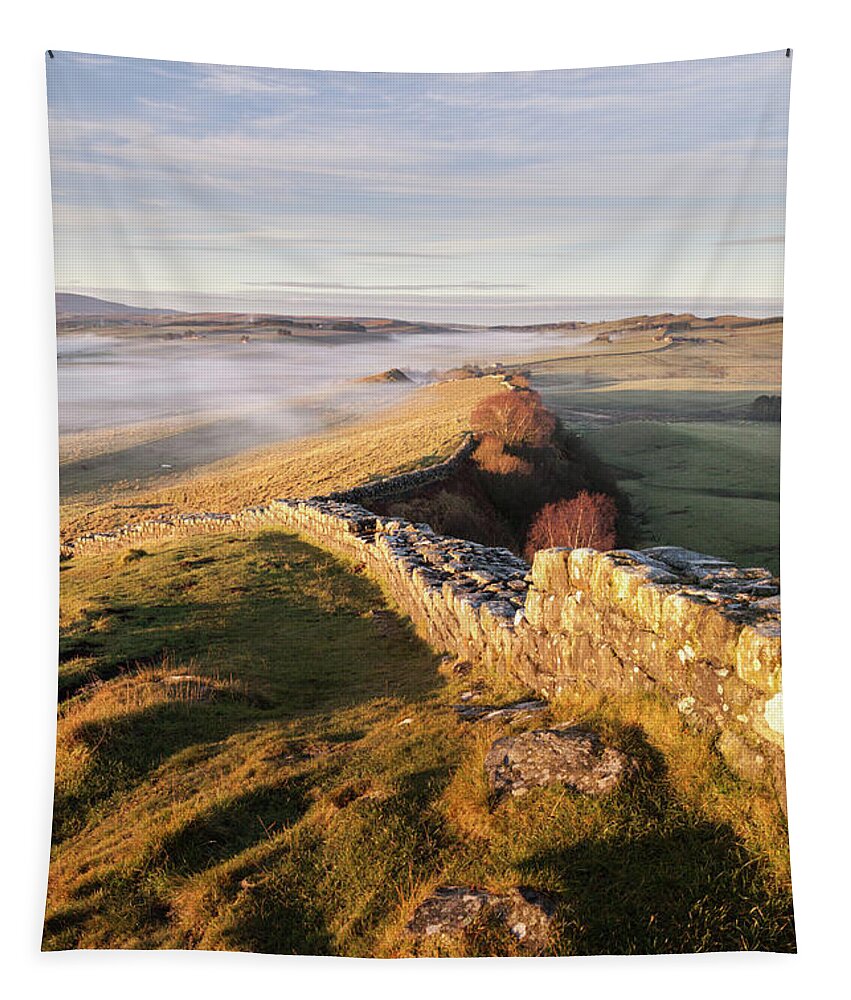 Hadrian's Wall Tapestry featuring the photograph Winter Sunrise on Hadrian's Wall by Anita Nicholson