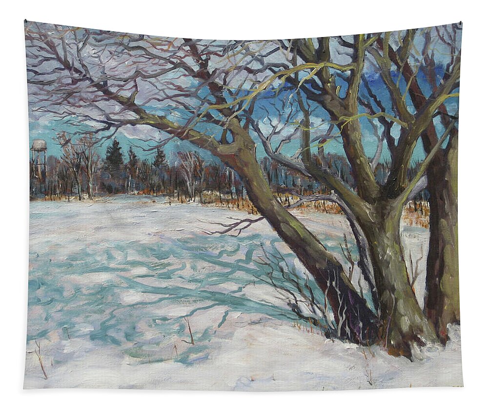  Tapestry featuring the painting Winter Trees 2 by Douglas Jerving