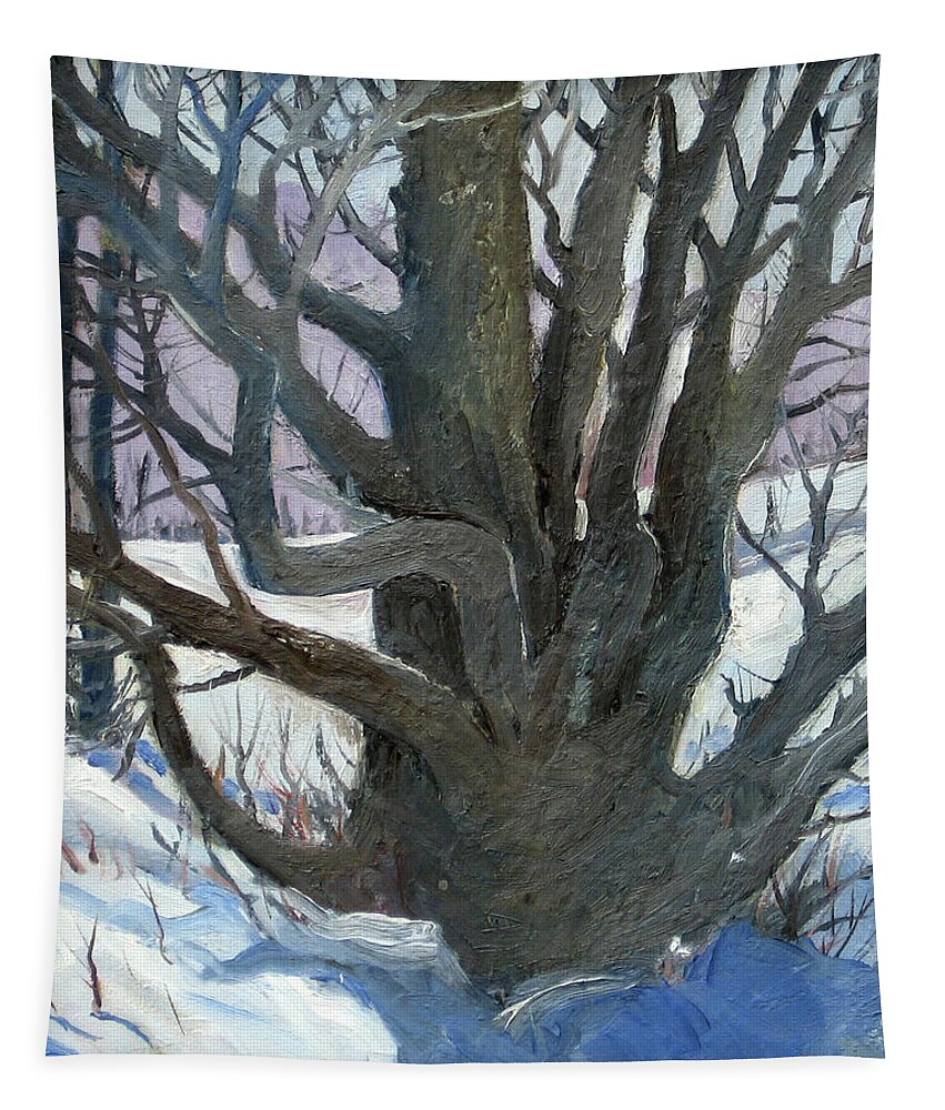  Tapestry featuring the painting Winter Trees 3 by Douglas Jerving