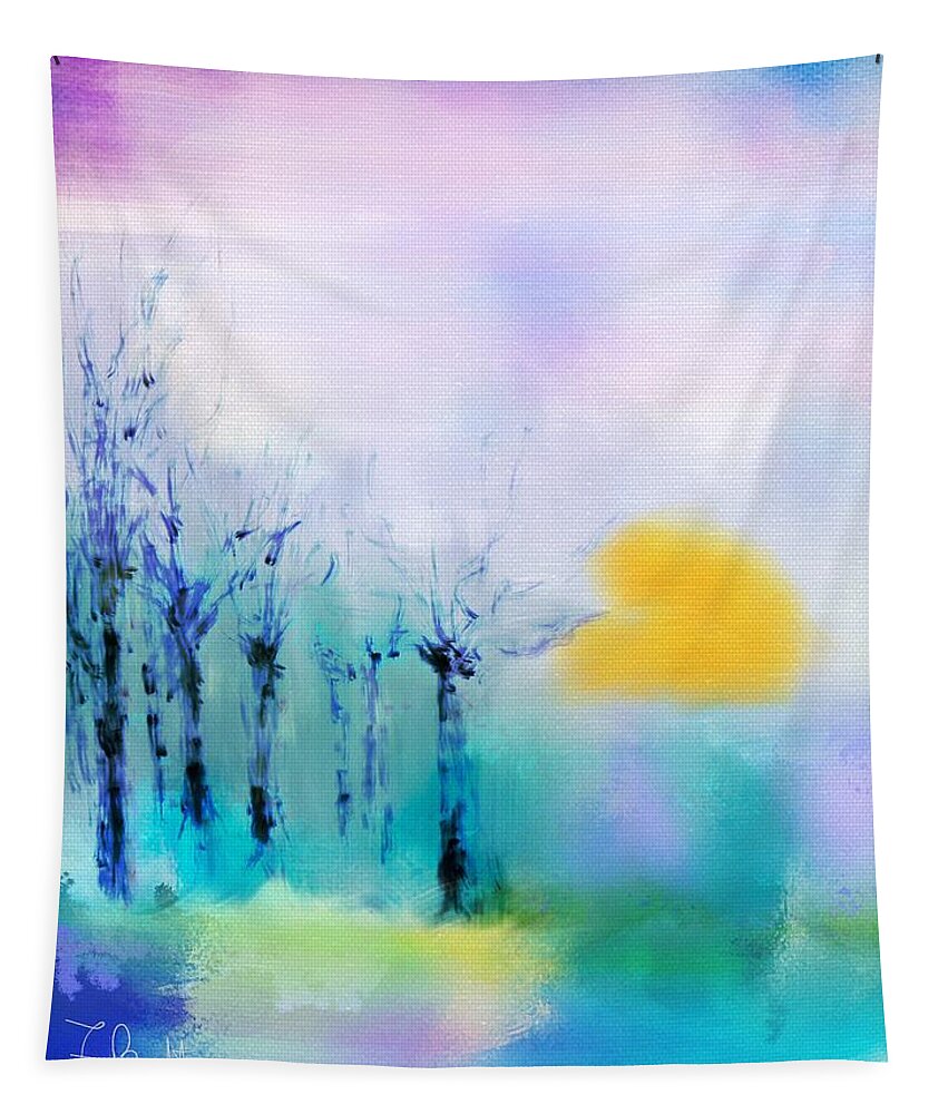 Ipad Painting Tapestry featuring the digital art Winter Trees by Frank Bright