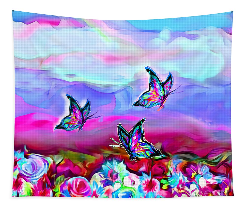 Skies Tapestry featuring the digital art Wintry Paradise Garden by BelleAme Sommers