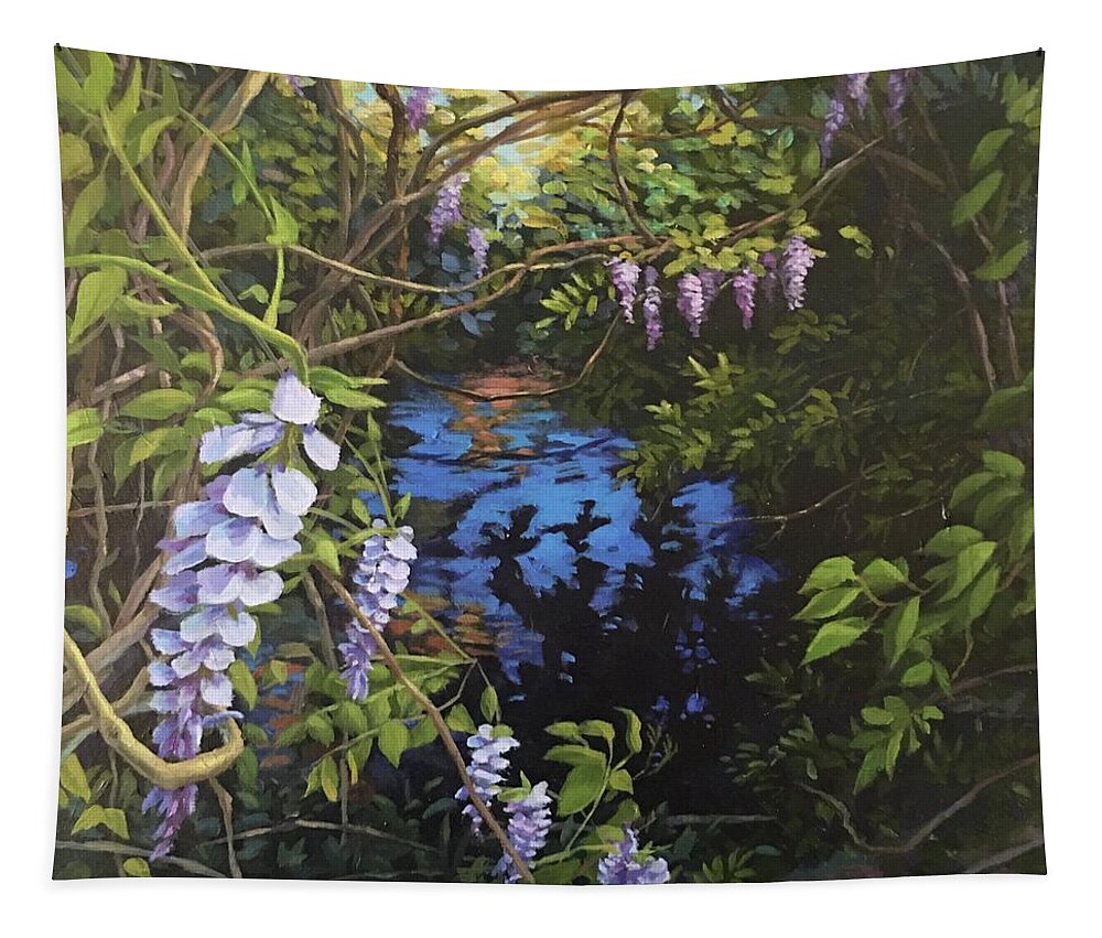 Wisteria Tapestry featuring the painting Wisteria Creek by Don Morgan